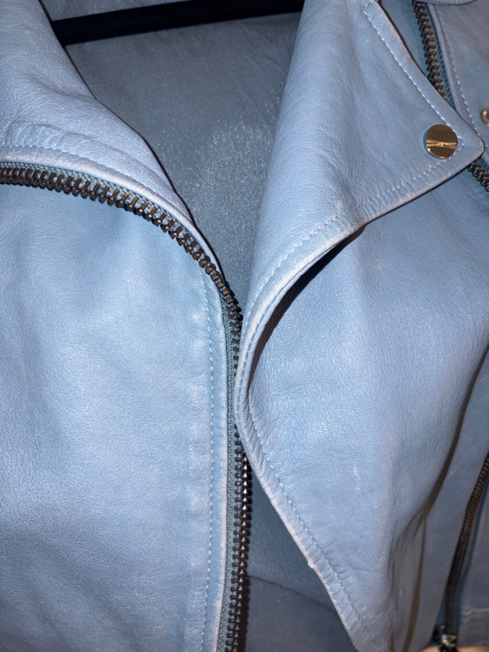 LAMARQUE Donna Blue Leather Moto Jacket XS - Picture 7 of 7